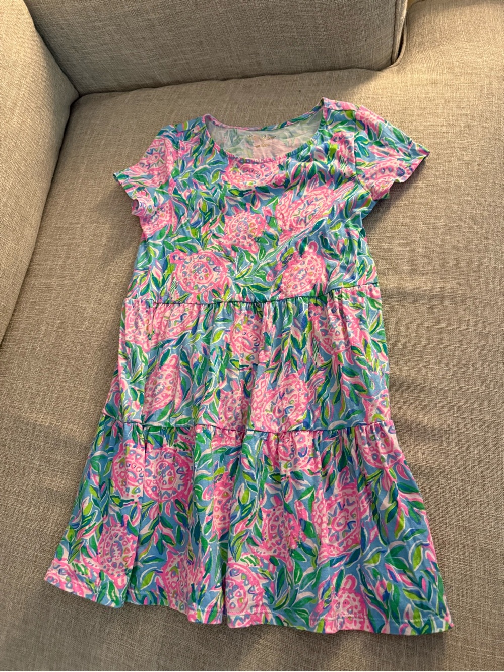 Lilly Pulitzer Pink, Blue & Green Floral Tiered Dress